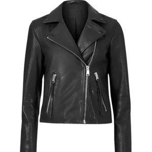 NEW AllSaints Dalby Leather Biker Jacket in Black - Size US 4